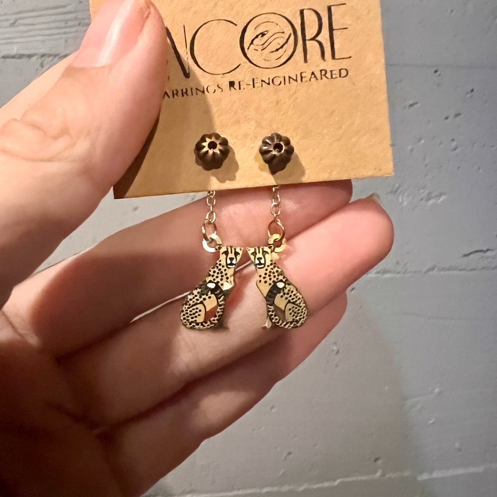 Leopard Print Drop Earring Jackets - image 1